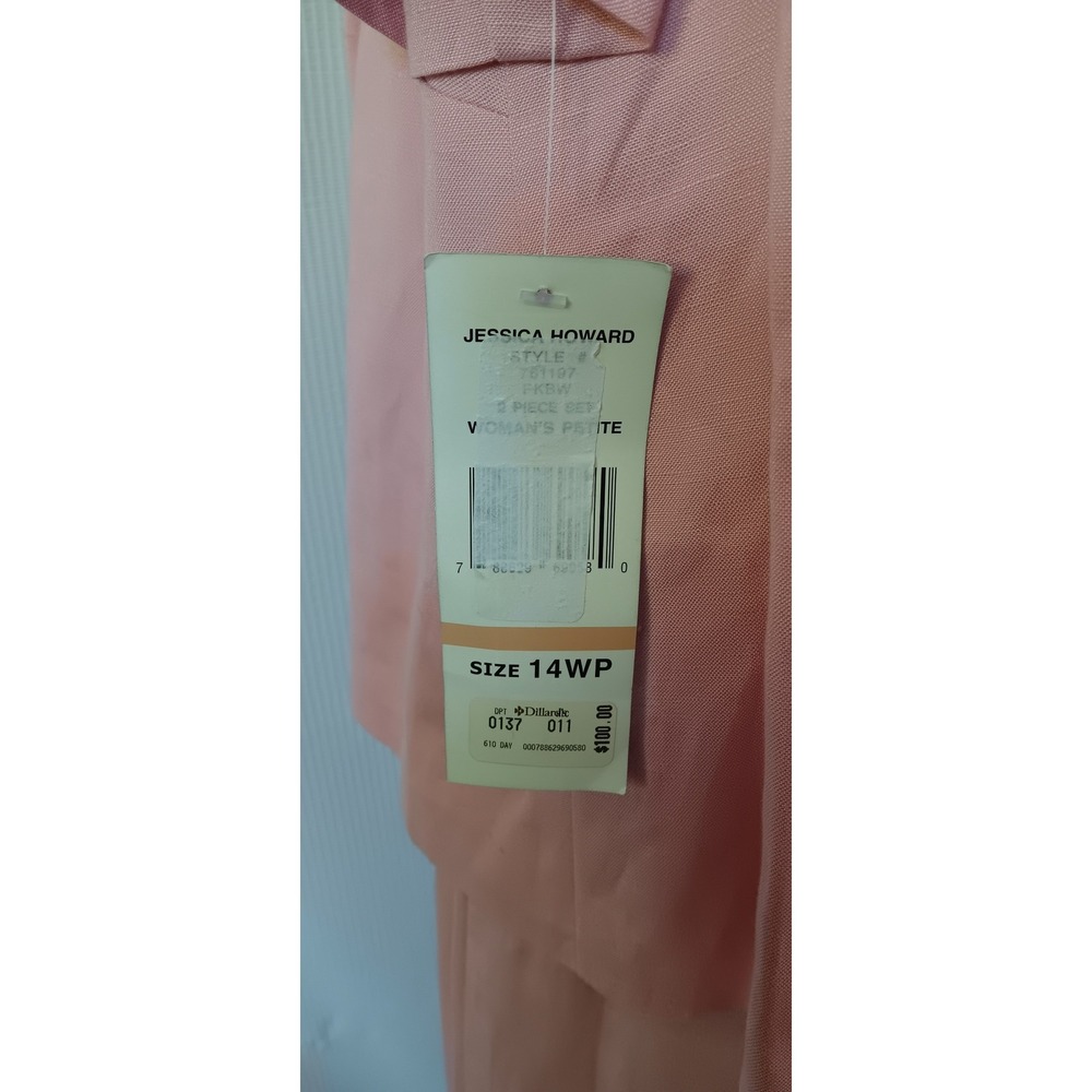 Jessica Howard Pink Linen Blend 2 Piece Jacket Maxi Dress Set Womens 14P NWT - Picture 3 of 9